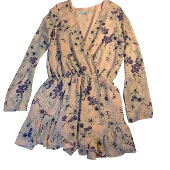 Lioness Pink & Lavender Floral Boho Ruffled Romper/ Playsuit SZ 10 - Picture 7 of 7